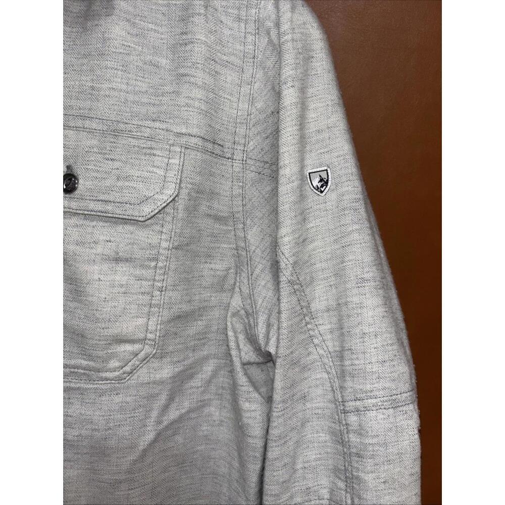 KUHL Shirt Men's Size Med Gray SHIFTR 5 Panel Button Up Linen Blend Hiking - Picture 6 of 11